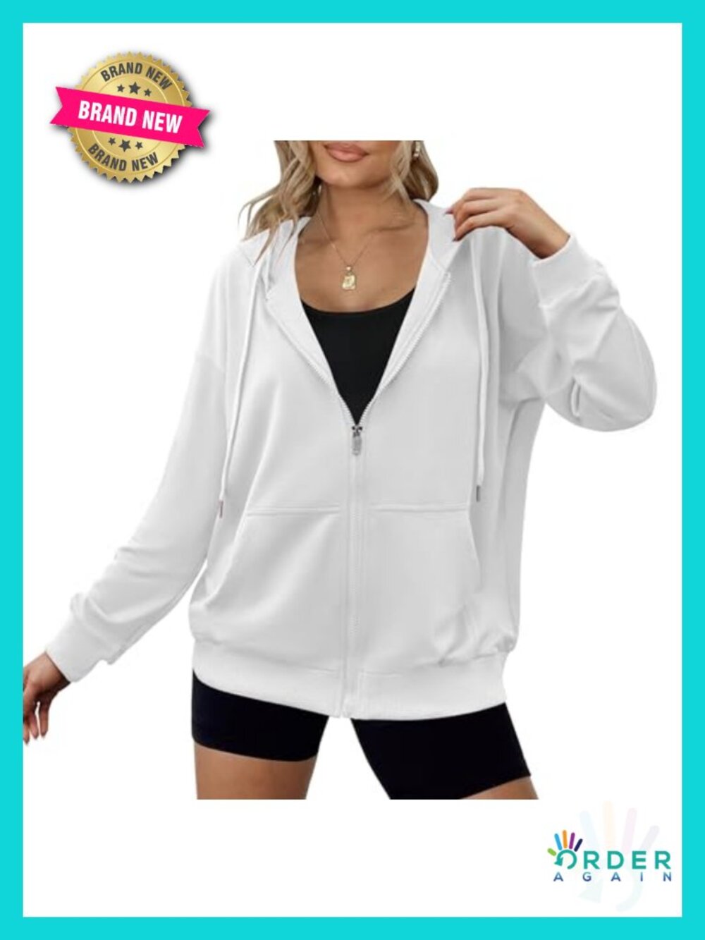 Zeagoo Women's Lightweight Full Zip Hoodie Oversized Sweatshirt Long Sleeve